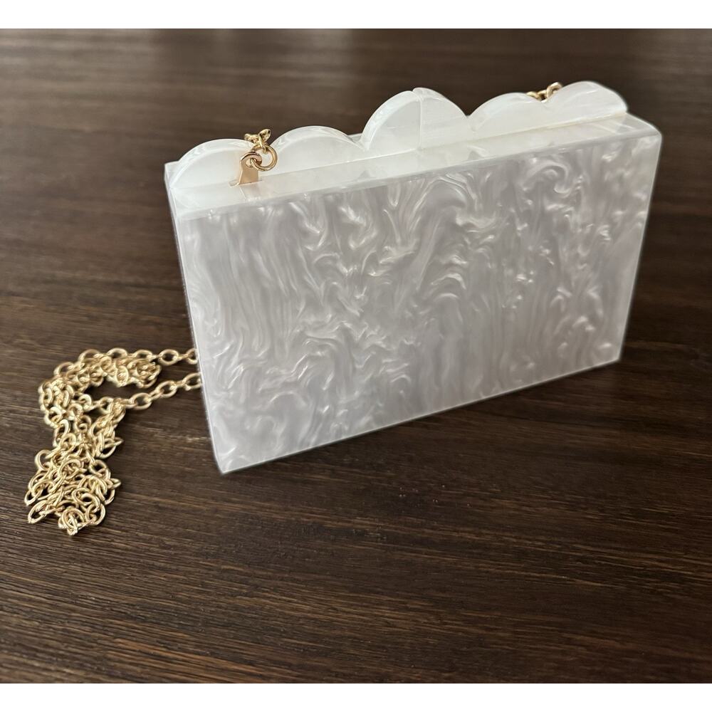 Agua Bendita Acrylic Clutch Crossbody Marbled Ivory Gold Chain For Taget